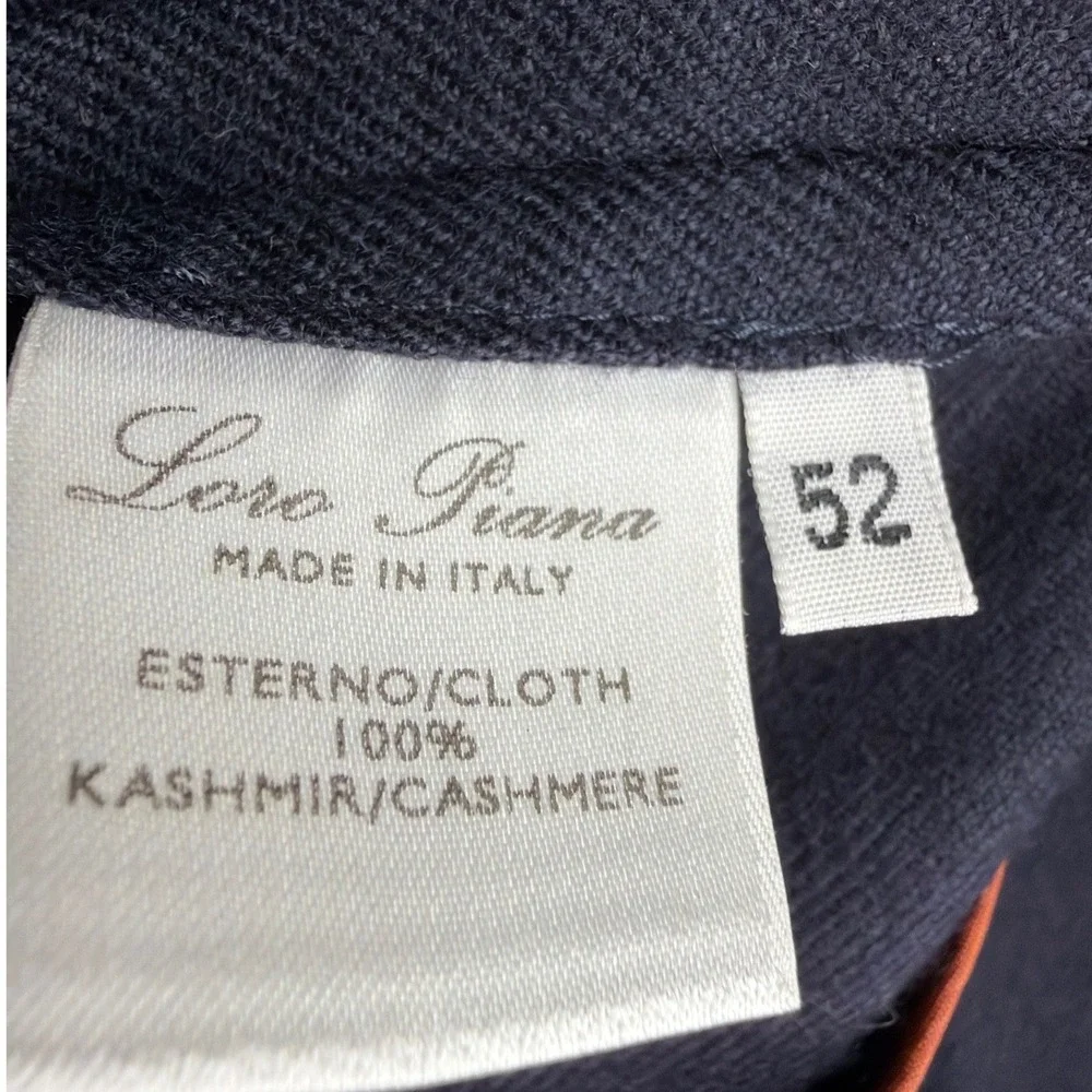 Loro Piana Voyager Jacket Mens 52 Navy Blue 100% Cashmere Blazer Made in Italy